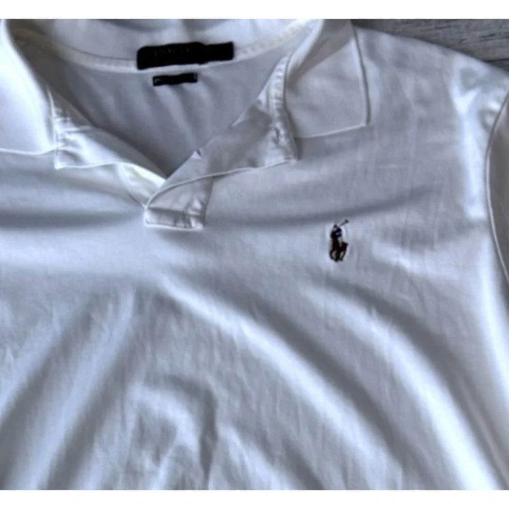 Polo Ralph Lauren Shirt Mens XXL White Pima Soft Touch Interlock Polo Flesh Pony
